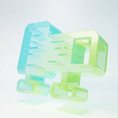 Frosted glass Computer monitor screen icon isolated on white background. Electronic device. Front view. Minimalism concept. 3D render illustration.