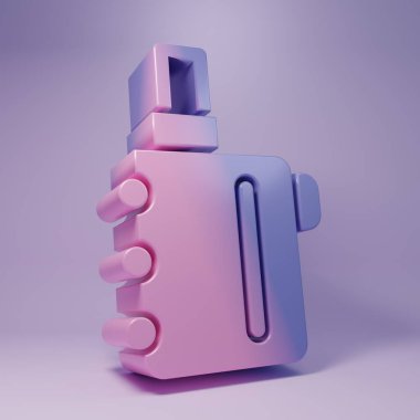 Purple Electronic cigarette icon isolated on purple background. Vape smoking tool. Vaporizer Device. Minimalism concept. 3D render illustration.