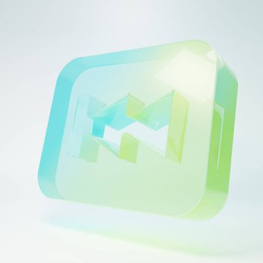 Buzlu cam geri sarma simgesi beyaz arkaplanda izole edildi. Minimalizm kavramı. 3 Boyutlu resimleme.