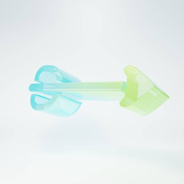 Frosted glass Arrow icon isolated on white background. Minimalism concept. 3D render illustration.