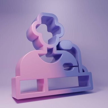 Purple Football player press conference icon isolated on purple background. Minimalism concept. 3D render illustration.