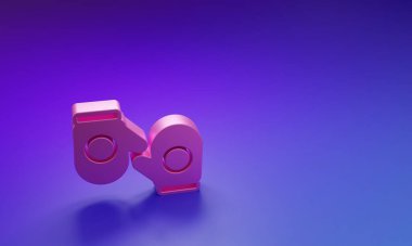 Pink Christmas mitten icon isolated on purple-blue background. Merry Christmas and Happy New Year. Minimalism concept. 3D render illustration.