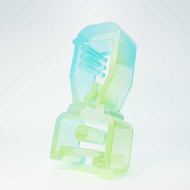 Frosted glass Blender icon isolated on white background. Kitchen electric stationary blender with bowl. Cooking smoothies, cocktail or juice. Minimalism concept. 3D render illustration.