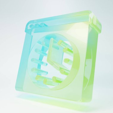 Frosted glass Browser window icon isolated on white background. Minimalism concept. 3D render illustration.
