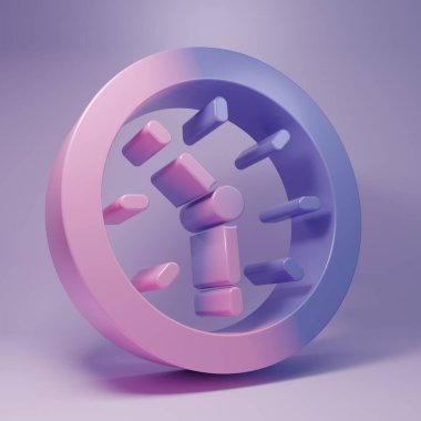 Purple Clock icon isolated on purple background. Time symbol. Minimalism concept. 3D render illustration.