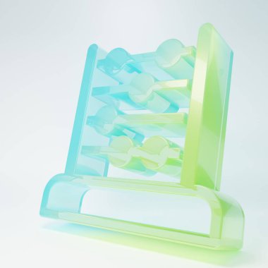 Frosted glass Abacus icon isolated on white background. Traditional counting frame. Education sign. Mathematics school. Minimalism concept. 3D render illustration.