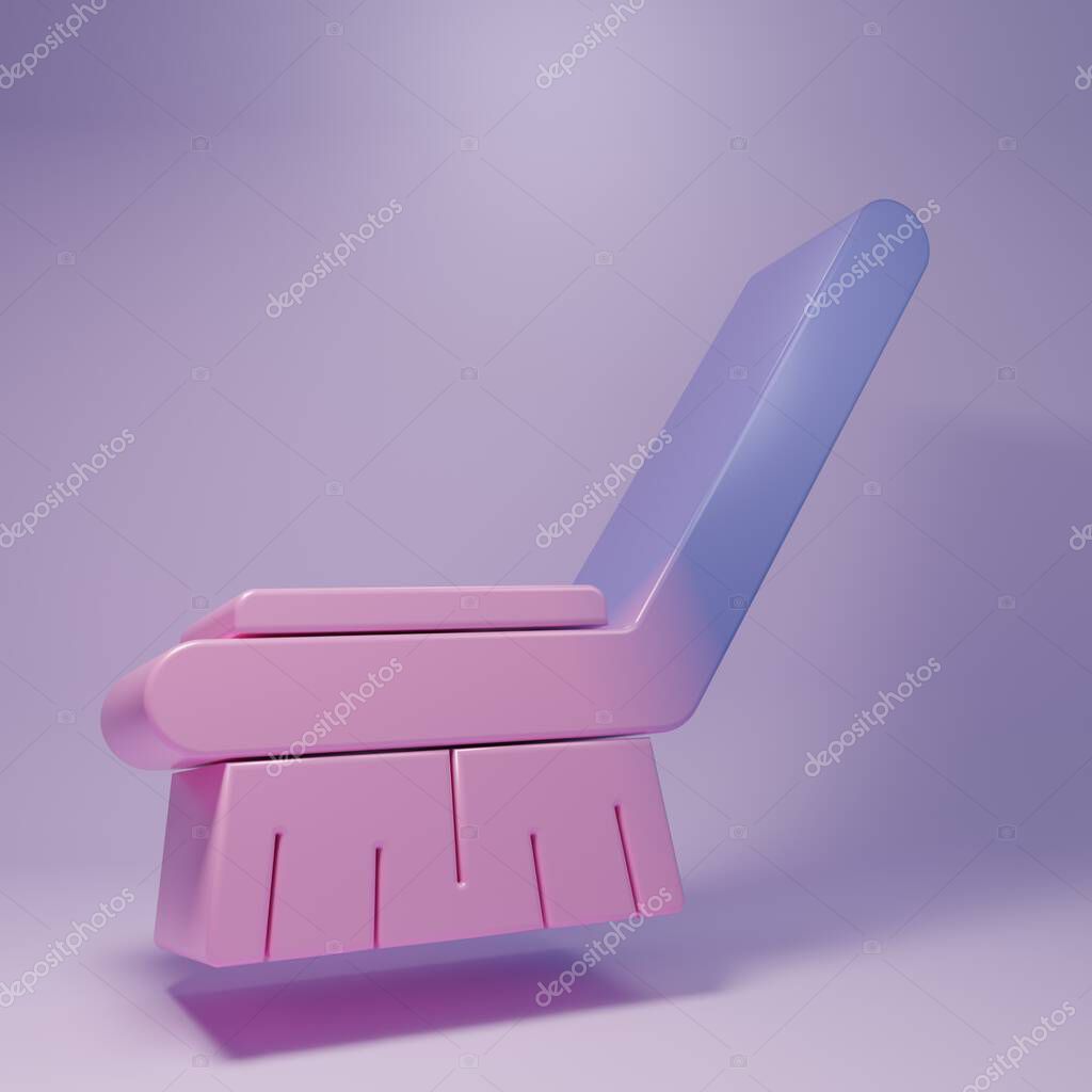 Purple Brush for cleaning icon isolated on purple background. Cleaning service concept. Minimalism concept. 3D render illustration.