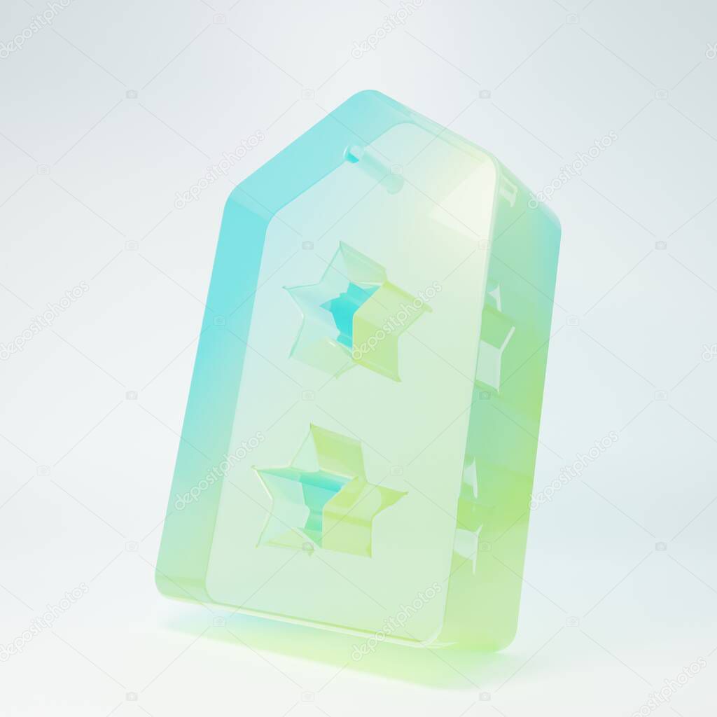 Frosted glass Military rank icon isolated on white background. Military badge sign. Minimalism concept. 3D render illustration.