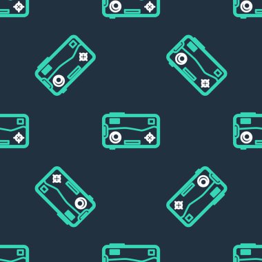 Çizgi Akıllı Telefon ve oyun simgesinde oynamak siyah arkaplanda izole edilmiş kusursuz desen. Mobil oyun konsepti. Vektör.