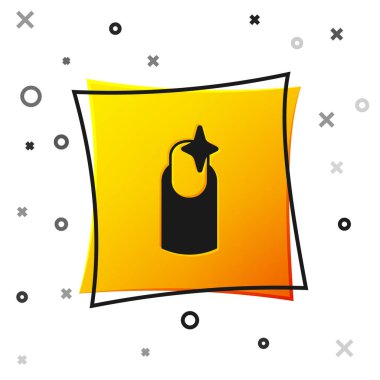 Siyah Tırnak manikür ikonu beyaz arkaplanda izole edildi. Sarı kare düğme. Vektör.