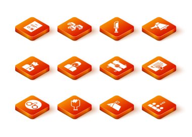 Silah olarak kelepçelenmiş şişeyi polis memuru konuşma özgürlüğü sansürleme kampı bariyeri protesto ve dilekçe ikonu olarak ayarla. Vektör.