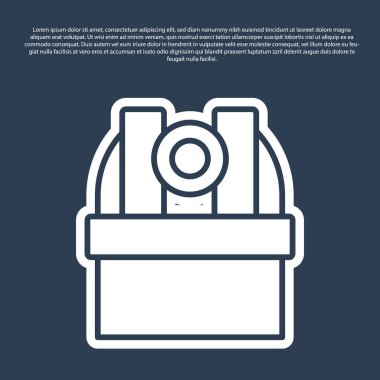 Blue line Astronomical observatory icon isolated on blue background. Observatory with a telescope. Scientific institution.  Vector.