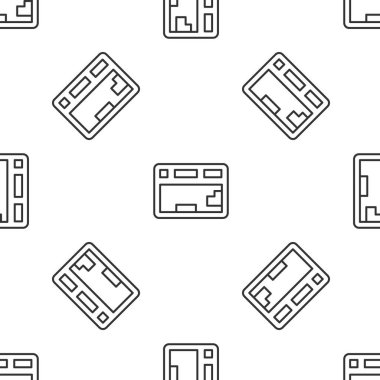 Gri çizgi bilgisayar klavye simgesi beyaz arkaplanda kusursuz desen izole etti. Bilgisayar bileşeni işareti. Vektör.