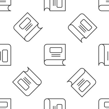 Grey line Book icon isolated seamless pattern on white background.  Vector.