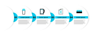 Hat Stacks kağıt para kutusu benzin kutusu bir bardak bira ve fitness ikonu. Vektör.