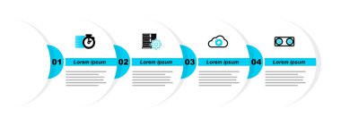 Hat Stereo hoparlörü, sunucu yenileme ayarlarını ve Stopwatch simgesini ayarla. Vektör.