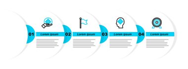 Hedef Kafa, Bayrak ve ikon avlama hattı oluşturun. Vektör.