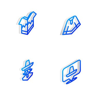 Isome hattı Poncho, Meksikalı sombrero ve ikon. Vektör.