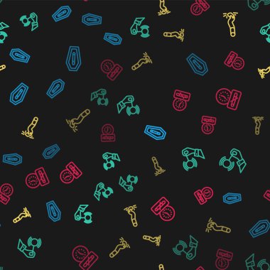 Set line Death from smoking, Hypnosis, Cigarette butt and No time on seamless pattern. Vector.