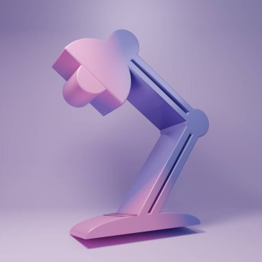 Mor Masa Lambası simgesi mor arkaplanda izole edildi. Ofis lambası. Minimalizm kavramı. 3 Boyutlu resimleme.