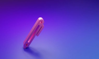 Pink Pen line icon isolated on purple-blue background. Minimalism concept. 3D render illustration.