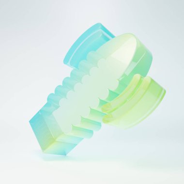 Frosted glass Dildo vibrator for sex games icon isolated on white background. Sex toy for adult. Vaginal exercise machines for intimate. Minimalism concept. 3D render illustration.