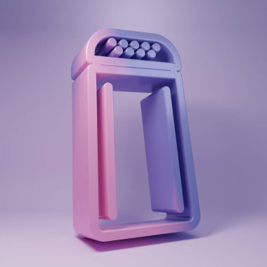 Mor arkaplanda izole edilmiş mor tuz ve biber ikonu. Yemek pişirme baharatları. Minimalizm kavramı. 3 Boyutlu resimleme.