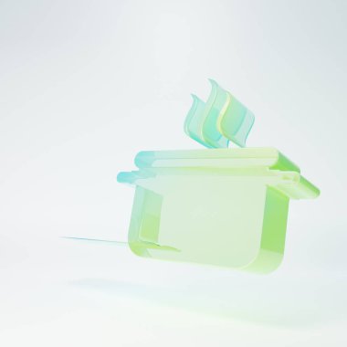 Frosted glass Cooking pot icon isolated on white background. Boil or stew food symbol. Minimalism concept. 3D render illustration.