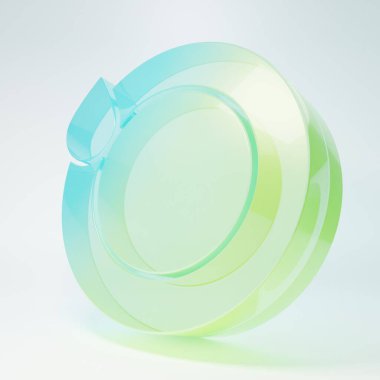 Buzlu cam yıkama ikonu beyaz arka planda izole edilmiş. Tabak ve sünger. Bulaşık yıkama ikonu. Bulaşık makinesi tabelası. Masa takımı tabelası temiz. Minimalizm kavramı. 3 Boyutlu resimleme.