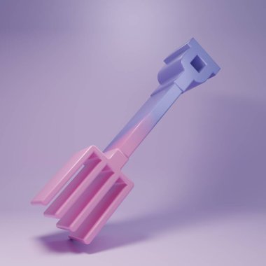 Purple Garden pitchfork icon isolated on purple background. Garden fork sign. Tool for horticulture, agriculture, farming. Minimalism concept. 3D render illustration.