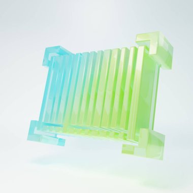 Beyaz arkaplanda izole edilmiş buzlu cam barkod simgesi. Minimalizm kavramı. 3 Boyutlu resimleme.