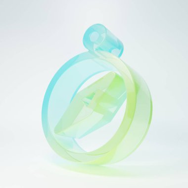 Frosted glass Compass icon isolated on white background. Windrose navigation symbol. Wind rose sign. Minimalism concept. 3D render illustration.