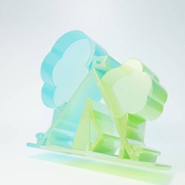 Beyaz arka planda izole edilmiş bayrak ikonu olan buzlu cam turist çadırı. Kamp sembolü. Minimalizm kavramı. 3 Boyutlu resimleme.