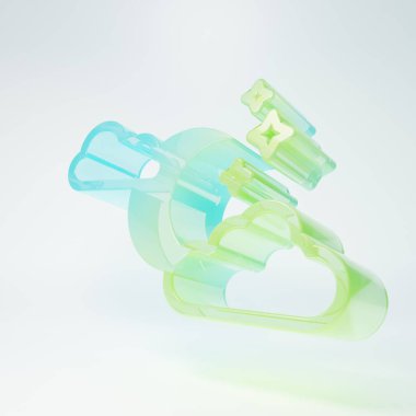 Beyaz arka planda izole edilmiş ay ve yıldız ikonlu buzlu cam bulut. Bulutlu gece işareti. Uyku rüyalarının sembolü. Gece ya da yatak zamanı tabelası. Minimalizm kavramı. 3 Boyutlu resimleme.