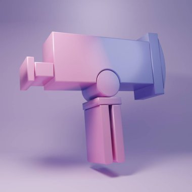 Mor Teleskop simgesi mor arkaplanda izole edildi. Bilimsel bir alet. Eğitim ve astronomi elementi, dürbün ve çalışma yıldızları. Minimalizm kavramı. 3 Boyutlu resimleme.