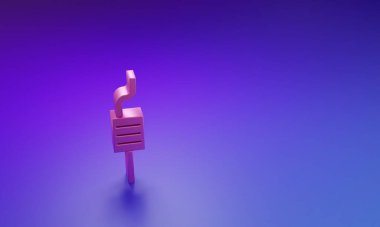 Mor-mavi arka planda izole edilmiş pembe araba susturucusu simgesi. Egzoz borusu. Minimalizm kavramı. 3 Boyutlu resimleme.