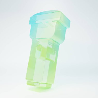 Frosted glass Flashlight icon isolated on white background. Minimalism concept. 3D render illustration.