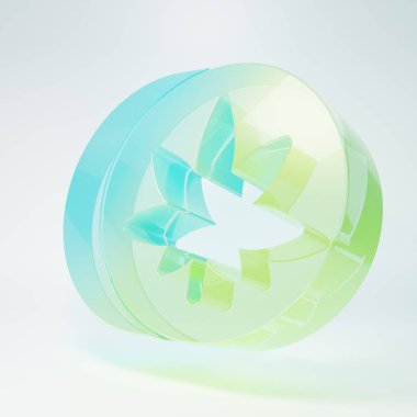 Beyaz arka planda izole edilmiş buzlu cam bitkisel ecstasy hapları ikonu. Minimalizm kavramı. 3 Boyutlu resimleme.