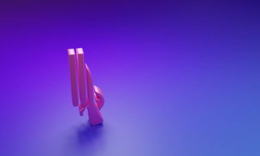 Pembe Shotgun ikonu mor-mavi arkaplanda izole edilmiş. Avcı silahı. Minimalizm kavramı. 3 Boyutlu resimleme.