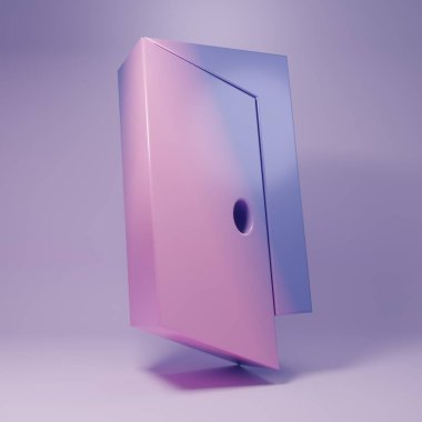 Mor Kapalı Kapı simgesi mor arkaplanda izole edildi. Minimalizm kavramı. 3 Boyutlu resimleme.