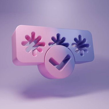 Mor Parola koruması ve mor arka planda izole edilmiş güvenlik erişim simgesi. Güvenlik, güvenlik, koruma, gizlilik kavramı. Minimalizm kavramı. 3 Boyutlu resimleme.