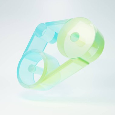 Buzlu cam zamanlayıcı kemer kiti simgesi beyaz arkaplanda izole edildi. Minimalizm kavramı. 3 Boyutlu resimleme.