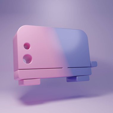 Mor tost makinesi simgesi mor arkaplanda izole edilmiş. Minimalizm kavramı. 3 Boyutlu resimleme.