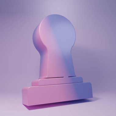 Mor Kahve Kurcalama ikonu, mor arka planda izole edilmiş. Minimalizm kavramı. 3 Boyutlu resimleme.