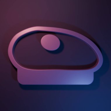 Mor Fransız beresi ikonu, mor-mavi arka planda izole edilmiş. Minimalizm kavramı. 3 Boyutlu resimleme.