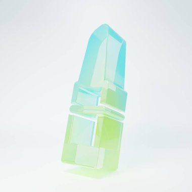 Beyaz arka planda izole edilmiş buzlu cam ruj ikonu. Minimalizm kavramı. 3 Boyutlu resimleme.