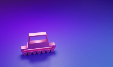 Mor-mavi arka planda izole edilmiş pembe geleneksel İspanyol şapka ikonu. Minimalizm kavramı. 3 Boyutlu resimleme.