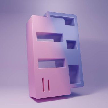 Mor Pantone palet kitap örneği, mor arkaplanda izole edilmiş boya ikonu. Gökkuşağı pantonlu boya masası. Minimalizm kavramı. 3 Boyutlu resimleme.