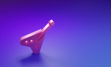 Pink Electric bass guitar icon isolated on purple-blue background. Minimalism concept. 3D render illustration.