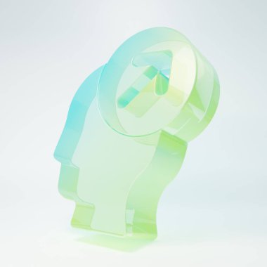 Beyaz arka planda izole edilmiş buzlu cam kafa avlama ikonu. İş hedefi ya da İstihdam tabelası. İş için insan kaynakları ve adam toplama. Minimalizm kavramı. 3 Boyutlu resimleme.